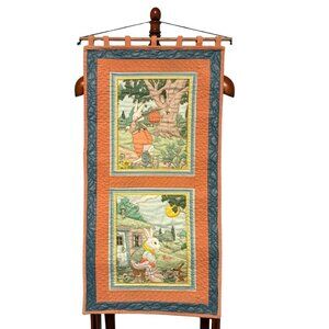 Vtg Cyrus Clark MR RABBIT Fabric Panels cotton Baby NurseryQuilt Wall Decoration